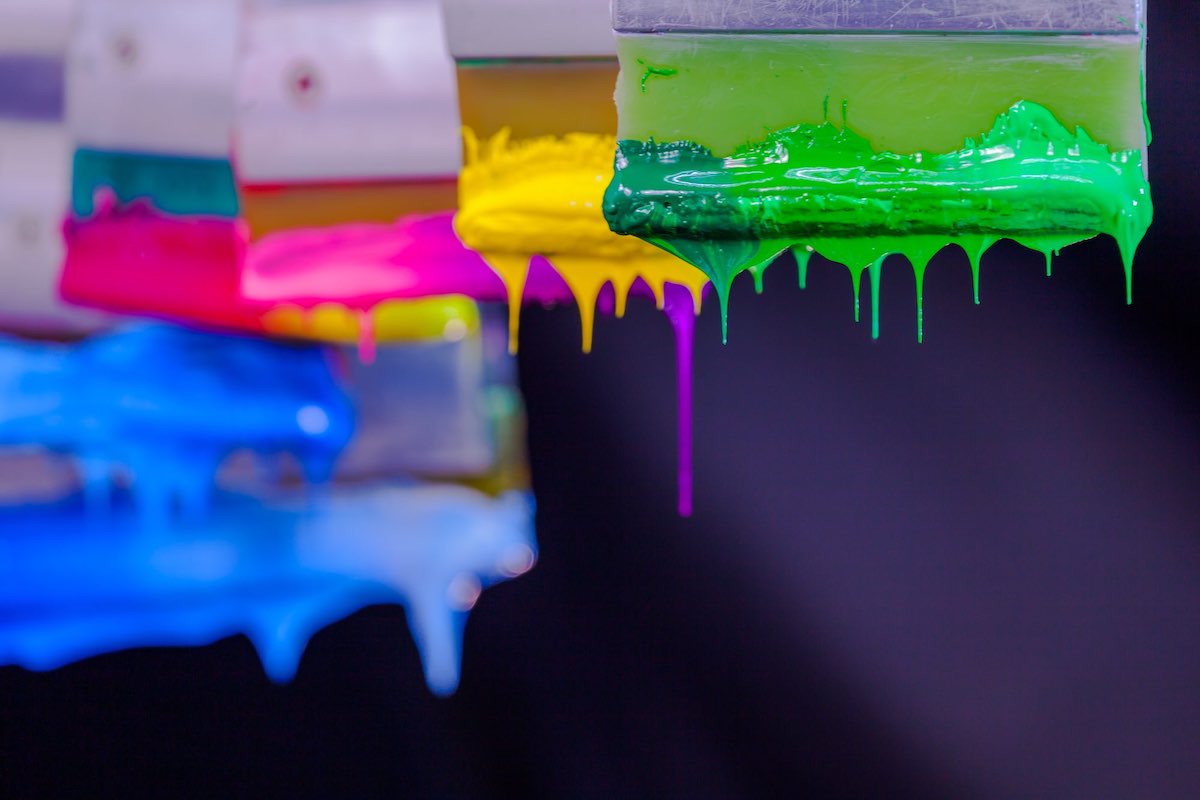 Water-based screen printing inks for fabrics